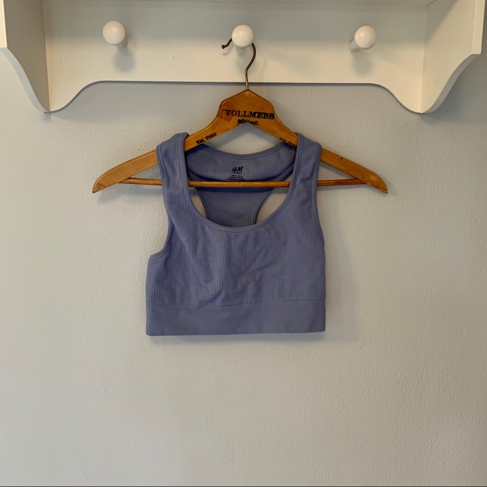 H&M Dusty Blue Ribbed Workout Set